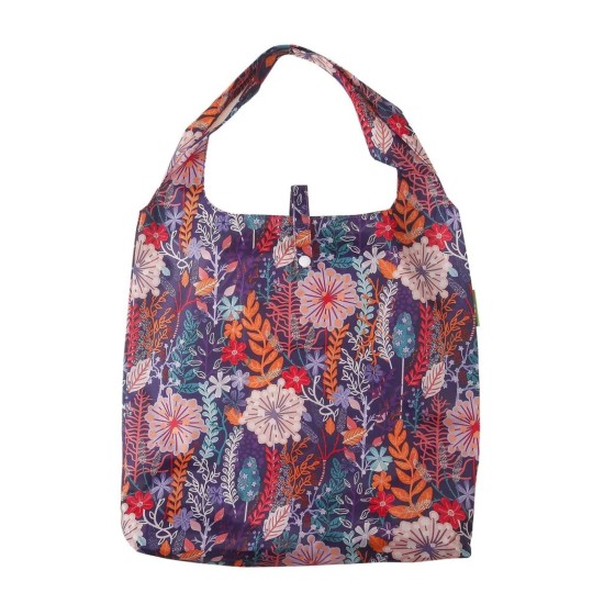 Eco Chic Lightweight Foldable Shopping Bag - Lush Floral Purple