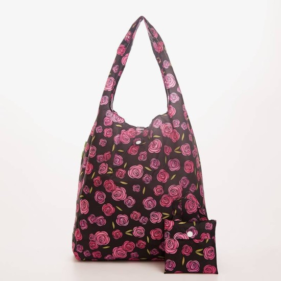 Eco Chic Foldable Shopping Bag - Mackintosh Rose Black