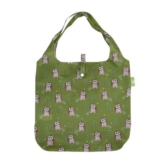 Eco Chic Lightweight Foldable Shopping Bag - Tawny Owl Green