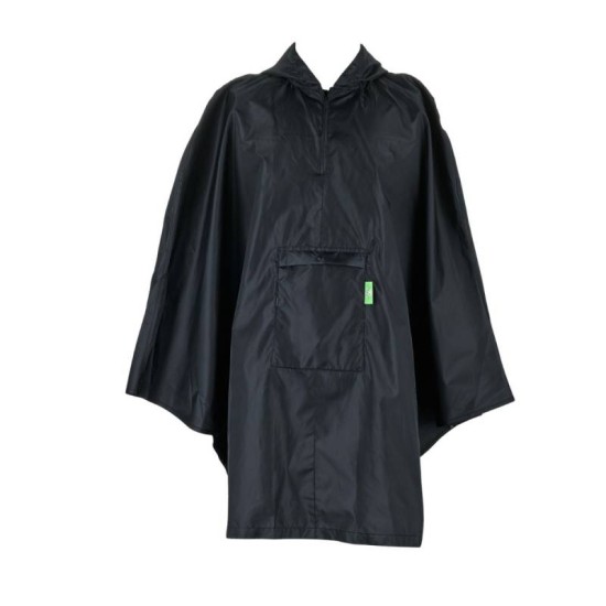 Eco Chic Plain Black Waterproof Foldable Adult Poncho