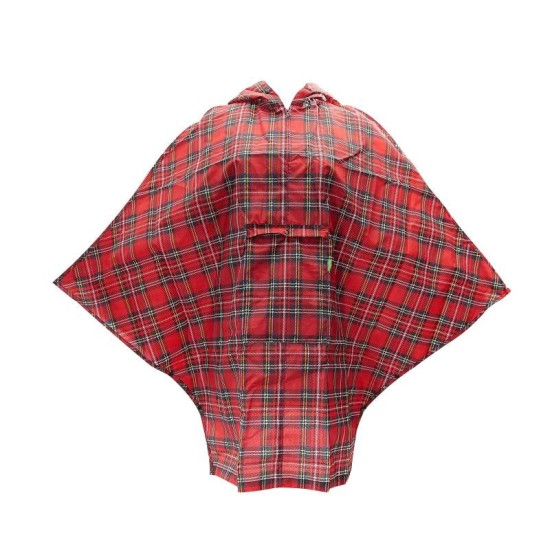 Eco Chic Red Tartan Waterproof Foldable Adult Poncho