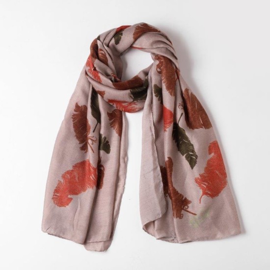 Eco Style Lou Scarf - Feather Print - Beige
