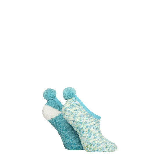 Elle 2 Pair Cosy Mary Jane Home Socks - Storm