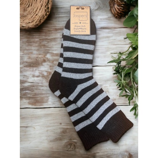 Jaspers JS836 Men's Black/Grey Striped Super Cosy Socks