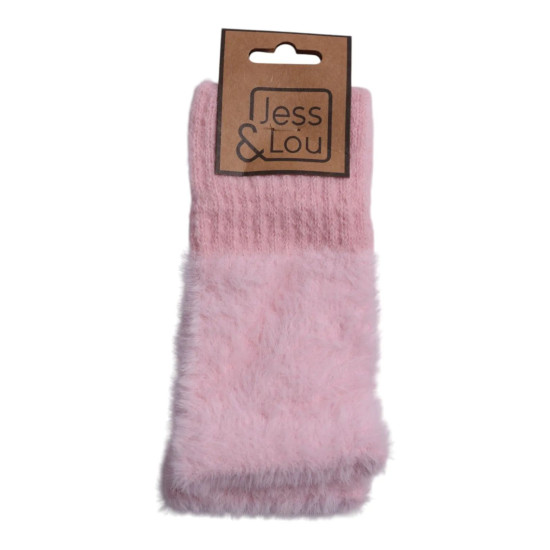 Jess & Lou GL310 Pink Fluffy Knit Fingerless Gloves