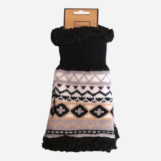 Jess & Lou GL372 Black Nordic Fur Lined Fingerless Gloves
