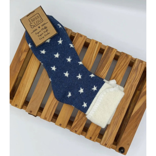 Jess & Lou SL160 Star Cosy Cuff Socks - Navy