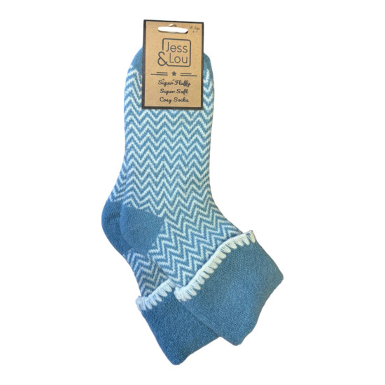 Jess & Lou SL1911 Cornflower Cuff Herringbone Cosy Socks