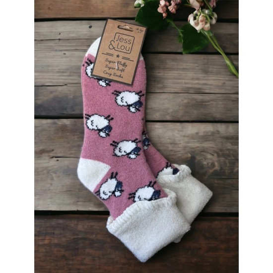 Jess & Lou SL561 Pink Sheep Design Cosy Cuff Socks