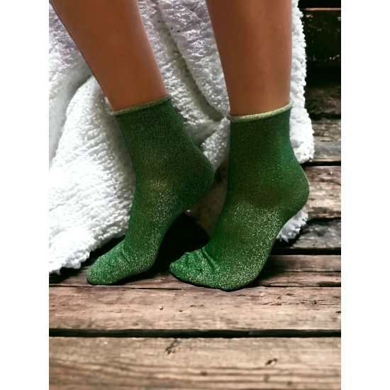 Jess & Lou SL6811 Super Sparkly Green Lurex Socks