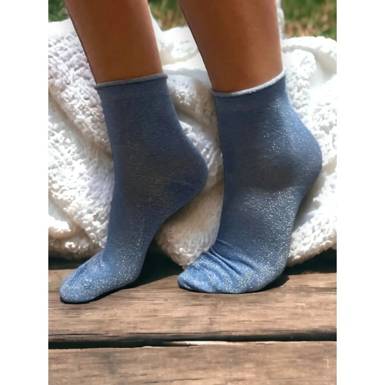 Jess & Lou SL687 Super Sparkly Cornflower Lurex Socks