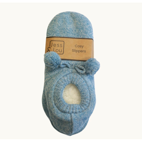 Jess & Lou SP107 Cornflower Marl Cosy Slippers