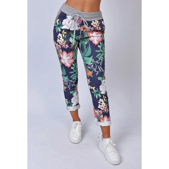 Jessie 3/4 Trousers - Navy Tropical