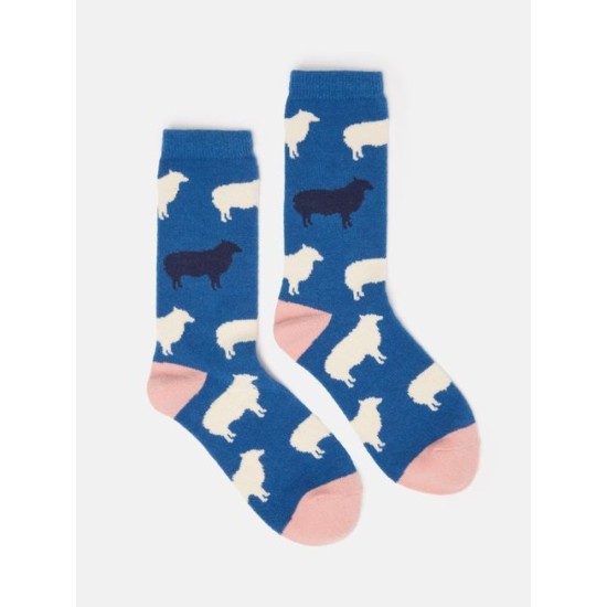 Joules Amble Blue Sheep Icon Socks