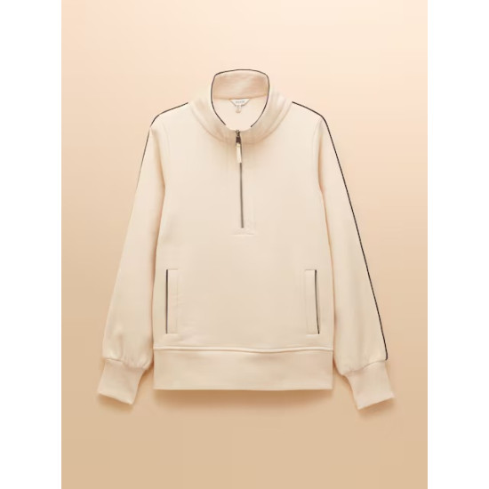 Joules Bronte Cream Funnel Neck Quarter Zip Sweatshirt