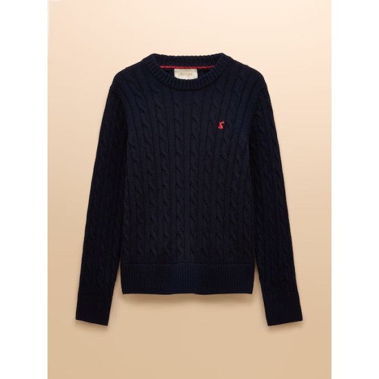 Joules Classic Cable Navy Cotton Crew Neck Jumper