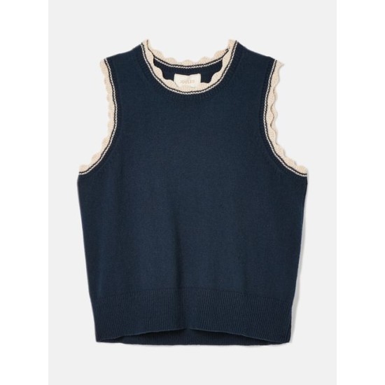 Joules Claudette Navy Scallop Trim Knitted Tank