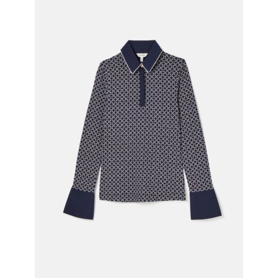 Joules Cordelia Navy Geo Long Sleeve Top