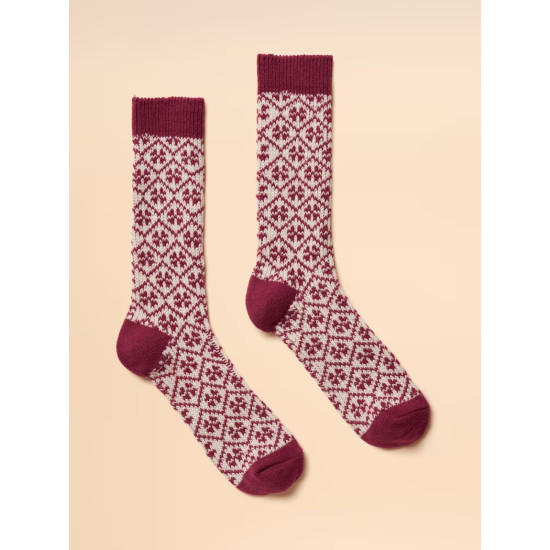 Joules Cosy Berry Red Socks