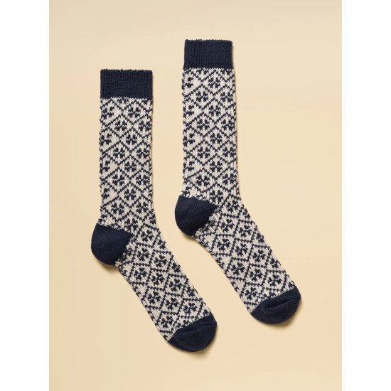 Joules Cosy Navy Geo Socks