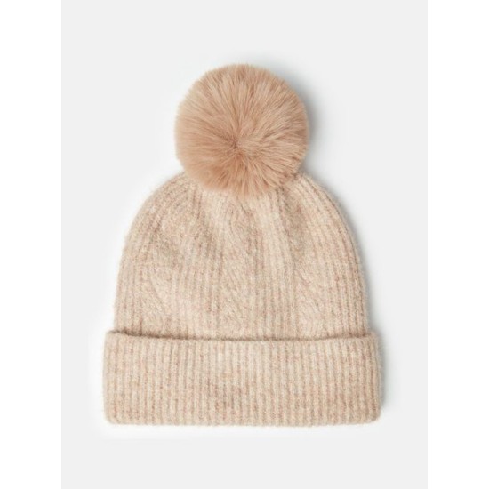Joules Effie Camel Knitted Bobble Hat