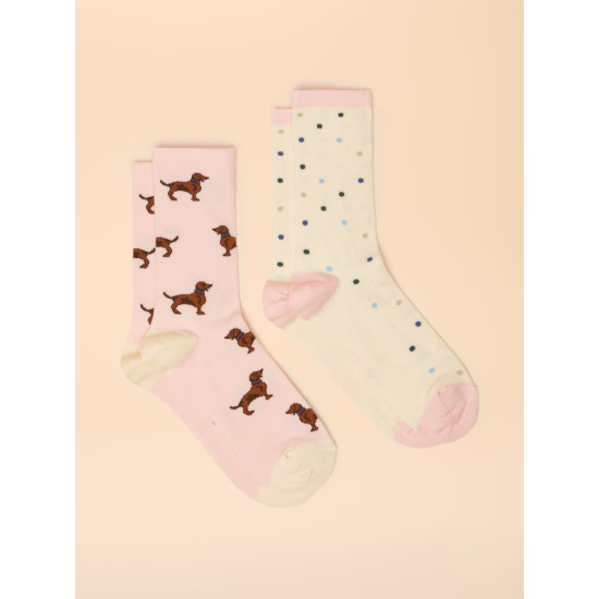 Joules Everyday Pink/Blue 2 Pack Socks