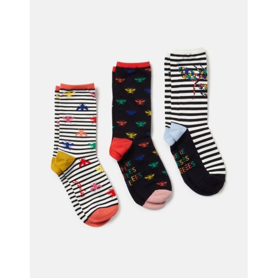 Joules Excellent Everyday Eco Vero Socks 3 Pack - Multi Bee