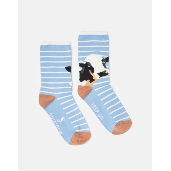 Joules Excellent Everyday Single Eco Vero Socks - Blue Cow