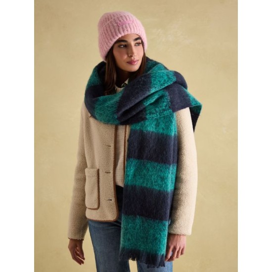 Joules Fenella Blue/Green Oversized Blanket Scarf