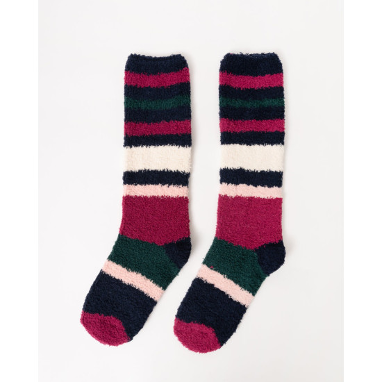 Joules Fluffy Berry Stripe Fluffy Socks