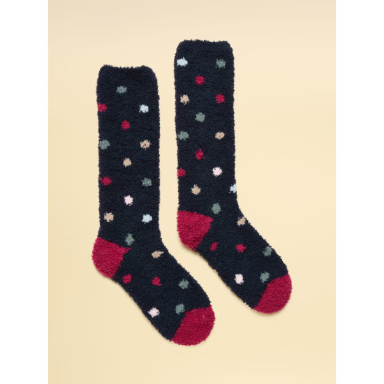 Joules Fluffy Navy Spot Fluffy Socks