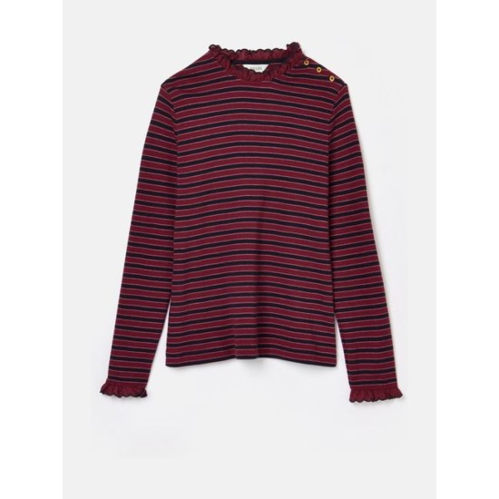 Joules Grace Red Stripe Long Sleeve Jersey Top