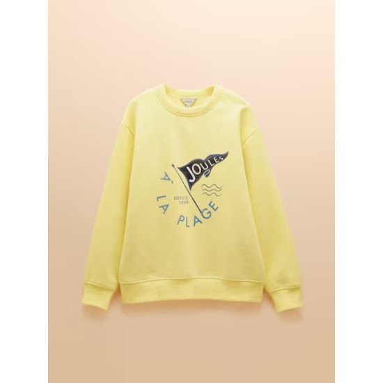 Joules Graphic Yellow Cotton Rich Crew Neck Sweatshirt