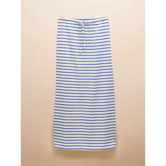 Joules Harbour Blue & White Stripe A-Line Cotton Jersey Skirt