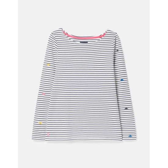 Joules Harbour Embroidered Long Sleeve Top - Multi Bees Stripe