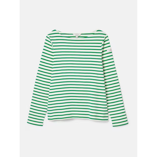 Joules Harbour Green/ White Boat Neck Breton Stripe Top