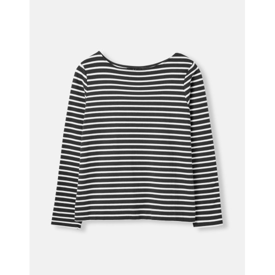 Joules Harbour Long Sleeve Jersey Top - Creme Stripe