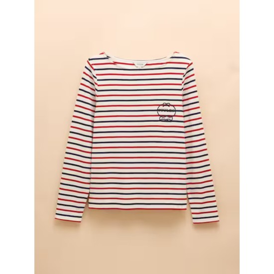Joules Harbour Multi Embroidered Boat Neck Breton Top