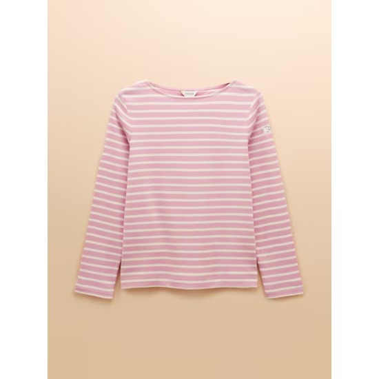 Joules Harbour Pink Boat Neck 100% Cotton Breton Top