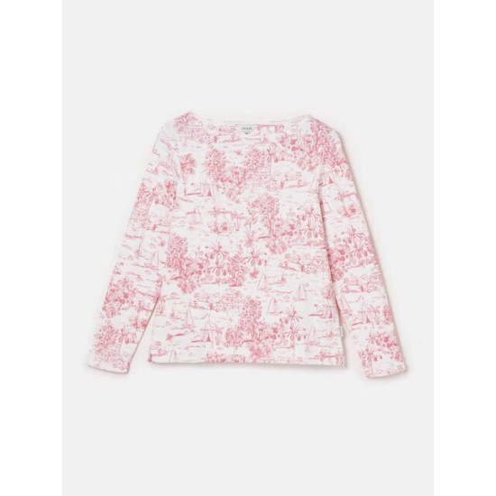 Joules Harbour Pink Toile de Jouy Boat Neck Printed Top