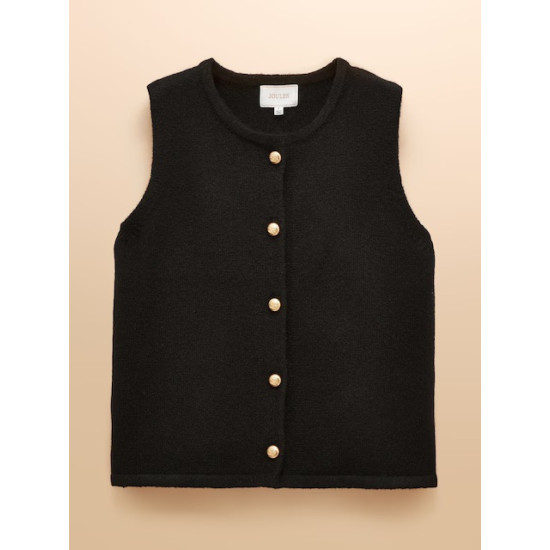 Joules Holly Black Button Through Knitted Vest