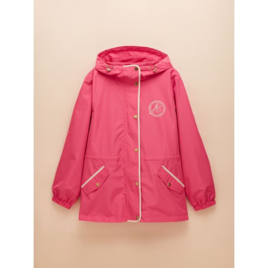 Joules Holt Pink Packable Waterproof Raincoat with Hood