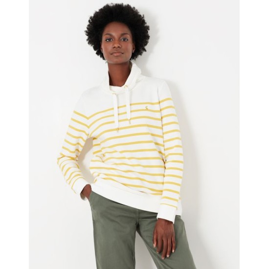 Joules Kinsley Cosy Funnel Neck Sweatshirt - Cream Gold Stripe