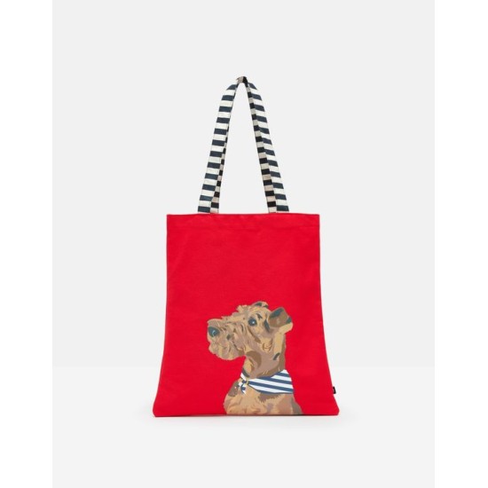 Joules Lulu Shopper Canvas Tote Bag - Red Dog
