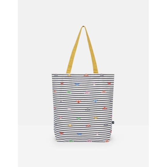 Joules Lulu Shopper Printed Tote Bag - Cream Stripe Bee