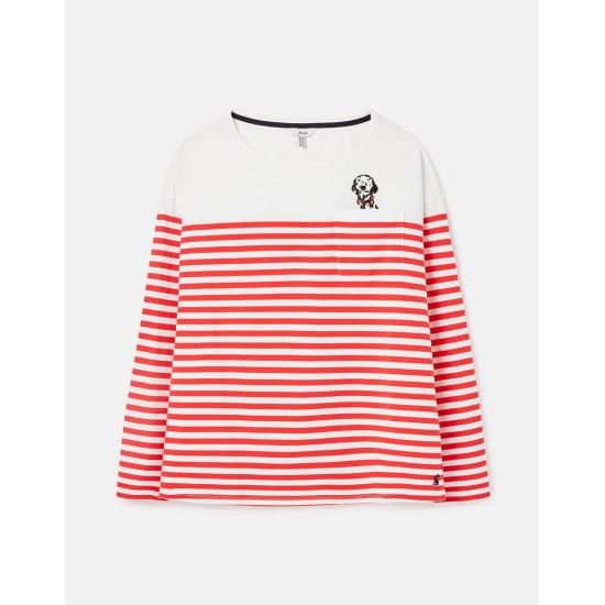 Joules Marina Dropped Shoulder Jersey Top - Red Dog
