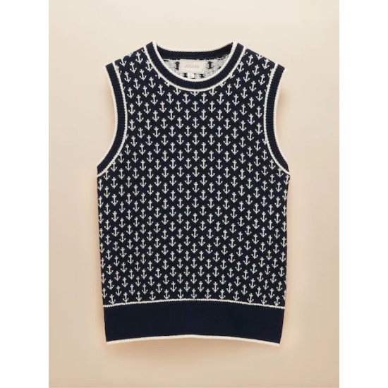 Joules Marine Navy Knitted Anchor Vest