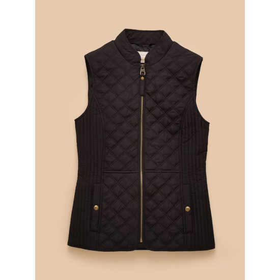 Joules Minx Black Showerproof Diamond Quilted Gilet