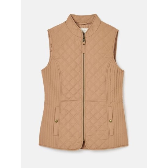 Joules Minx Tan Showerproof Diamond Quilted Gilet