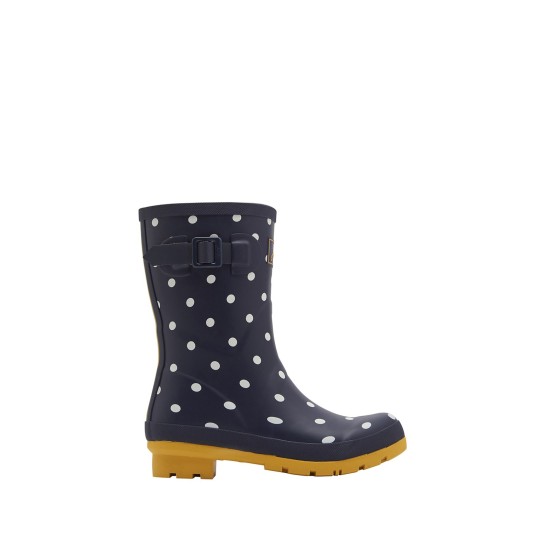 Joules Molly Mid Height Printed Wellies - French Navy Spot
